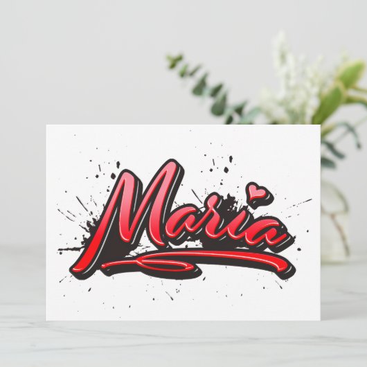 Maria Heart Splash Graffiti Karte (Stehend Vorderseite)