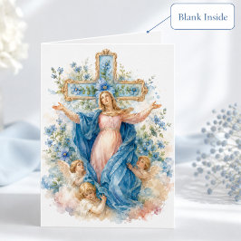 Mariä-Himmelfahrt Blaue Florale Katholische Karte