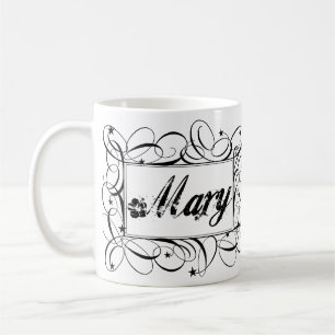 Maria in schwarz im stilistischen Rahmen benennen Kaffeetasse
