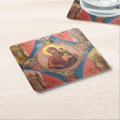 Maria, Jesus und Engel Rechteckiger Pappuntersetzer (angewinkelt)