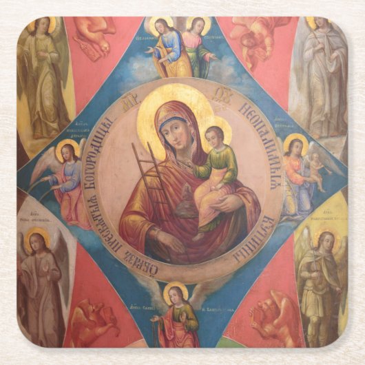 Maria, Jesus und Engel Rechteckiger Pappuntersetzer (Vorderseite)