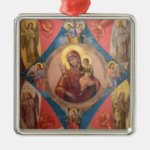 Maria, Jesus und Engel Silbernes Ornament