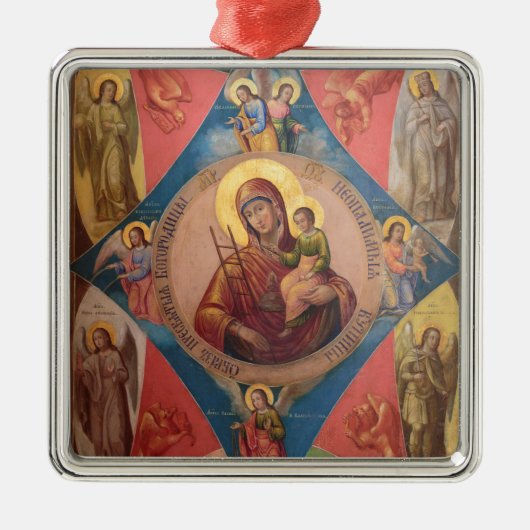 Maria, Jesus und Engel Silbernes Ornament (Vorne)