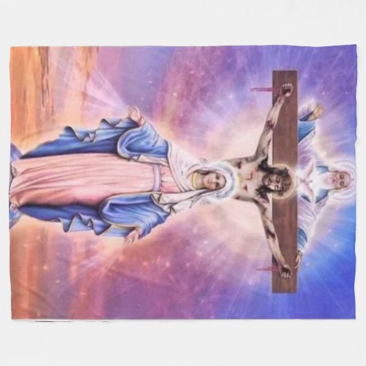 MARIA, JESUS und GOD Fleecedecke (Vorderseite (Horizontal))