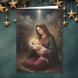 Maria & Jesuskind unter dem Stern von Bethlehem Feiertagskarte