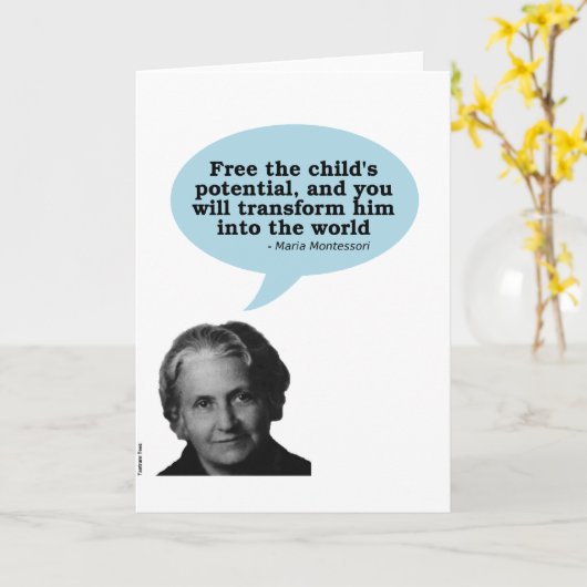 Maria montessori Zitat Karte (Gelbe Blume)