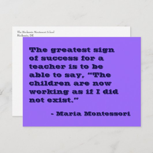 Maria Montessori Zitat Nr. 5 Postkarte (Vorne/Hinten)