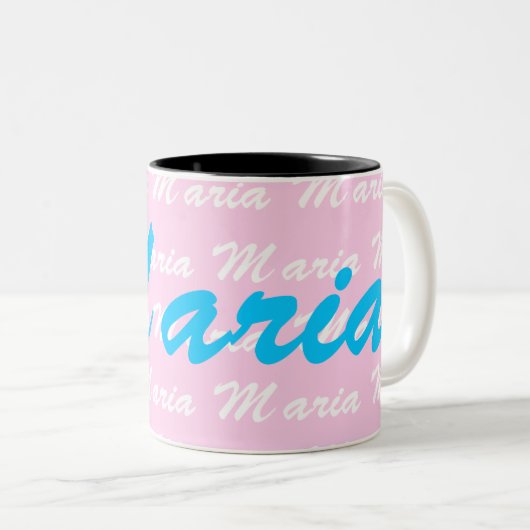Maria Name Design Pattern Zweifarbige Tasse (VorderseiteRechts)