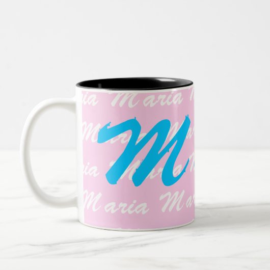 Maria Name Design Pattern Zweifarbige Tasse (Links)