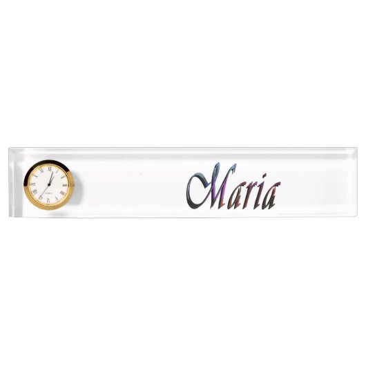 Maria, Name, Logo, Schreibtisch, Namensschild mit Namensplakette (Vorderseite)