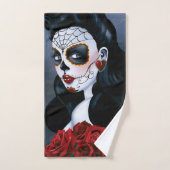 Maria Sugar Skull Rote Rosen Badhandtuch Set (Handtuch)