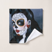 Maria Sugar Skull Rote Rosen Badhandtuch Set (Waschlappen)