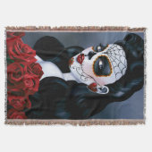 Maria Sugar Skull Rote Rosen Decke (Vorderseite)