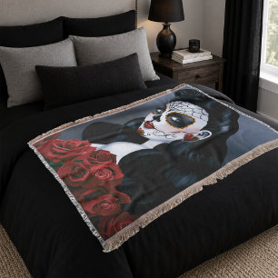 Maria Sugar Skull Rote Rosen Decke