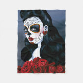 Maria Sugar Skull Rote Rosen Fleecedecke (Vorderseite)
