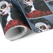 Maria Sugar Skull Rote Rosen Geschenkpapier (Rolleneckpunkt)