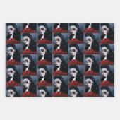 Maria Sugar SKull-Rote Rosen Geschenkpapier Set (Vorderseite 3)