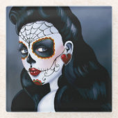 Maria Sugar Skull Rote Rosen Glasuntersetzer (Vorderseite)