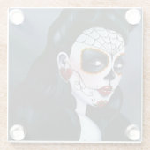 Maria Sugar Skull Rote Rosen Glasuntersetzer (Rückseite)