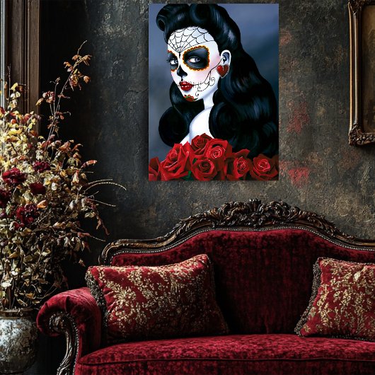 Maria Sugar Skull Rote Rosen Poster