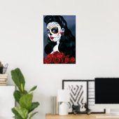 Maria Sugar Skull Rote Rosen Poster (Heimbüro)