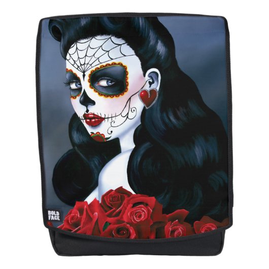Maria Sugar Skull Rote Rosen Rucksack (Vorderseite)