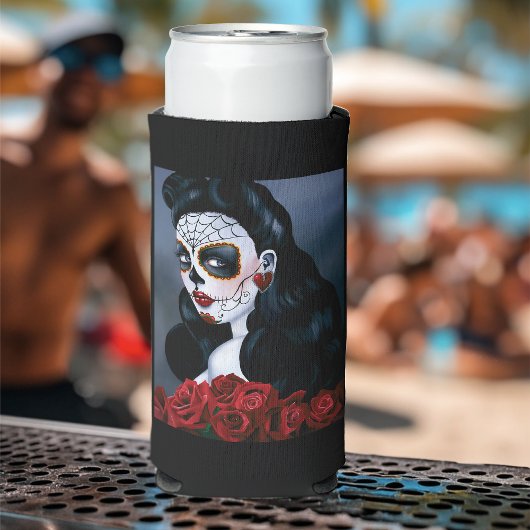 Maria Sugar Skull Rote Rosen Selters Dosenkühler