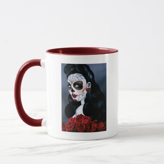 Maria Sugar Skull Rote Rosen Tasse (Links)