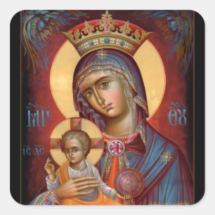 Maria - THEOTOKOS Quadratischer Aufkleber