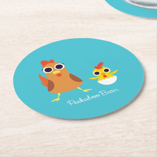 Maria u. Bandit die Hühner Runder Pappuntersetzer (Angewinkelt)