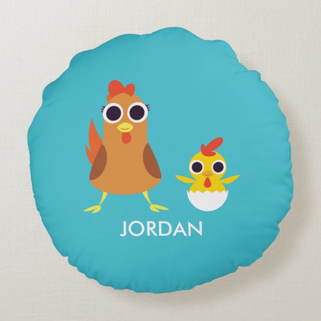 Maria u. Bandit die Hühner Rundes Kissen (Rückseite)