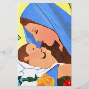 Maria und das Baby Jesus Briefpapier