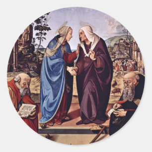 Maria und die hl. Elisabeth, der hl. Nikolaus und Runder Aufkleber