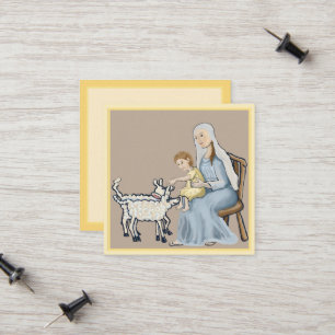 Maria und Jesus begrüßen die Lämmer Telefonnummerkarte