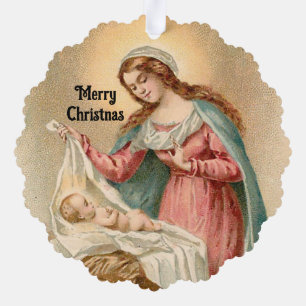Maria-und-Jesus-Weihnachtsbaumanhänger-Karte Ornament Karte