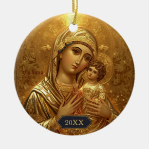 Maria und Jesuskind religiöse Weihnachtsdekoration Keramik Ornament