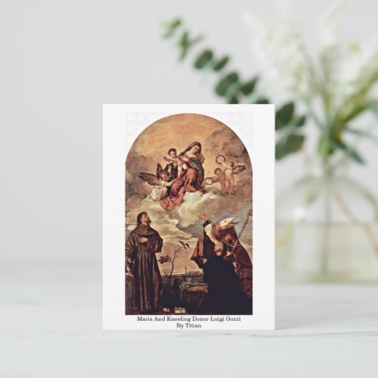 Maria und Kneeling Donor Luigi Gozzi von Tizian Postkarte (Stehend Vorderseite)