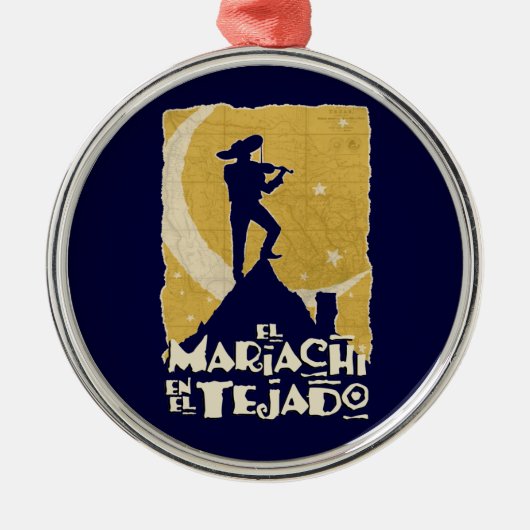 Mariachi auf dem Dach Silbernes Ornament (Vorne)
