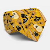 Mariachi Band Cartoon Instrument Muster Mustard Krawatte (Gerollt)