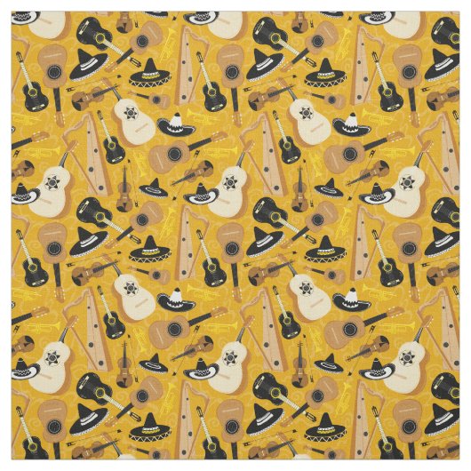 Mariachi Band Instrumentenmuster Stoff (Muster)