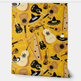 Mariachi Band Instruments Pattern Fun Music Tapete