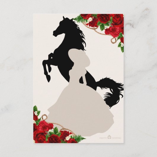 Mariachi Charro Rote Rose Quinceanera Info Begleitkarte (Rückseite)