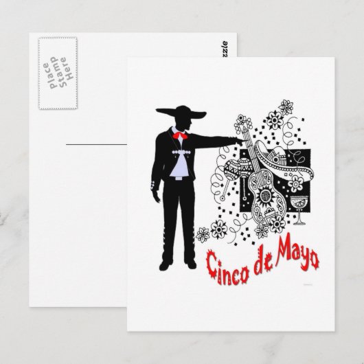 Mariachi-Cinco de Mayo Postkarte (Vorne/Hinten)