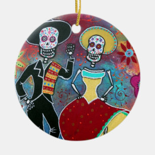 MARIACHI DIA DE LOS MUERTOS BAILAR KERAMIK ORNAMENT