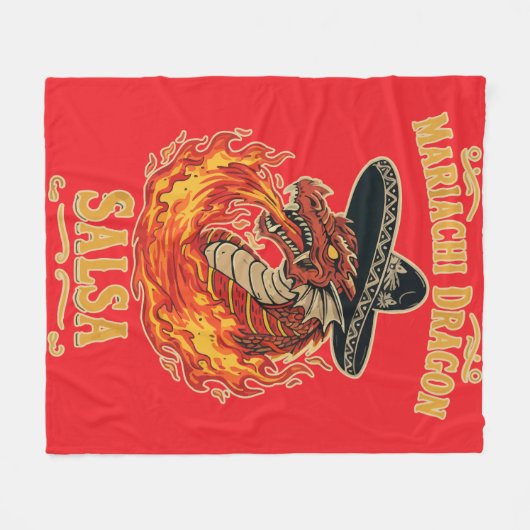 Mariachi Dragon Salsa Fleecedecke (Vorderseite (Horizontal))
