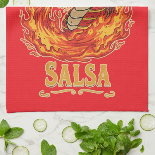Mariachi Dragon Salsa Geschirrtuch (Gefaltet)