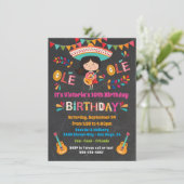 Mariachi Girl Mexcian Fiesta Geburtstagsparty Einladung (Stehend Vorderseite)