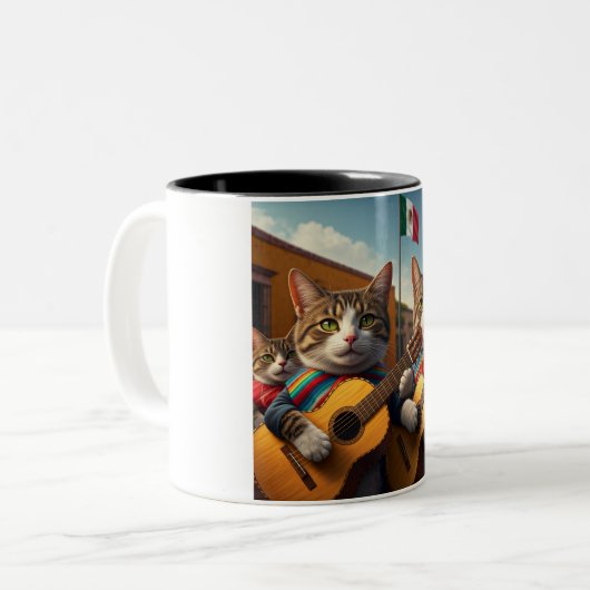 Mariachi Mexicats: Eine Zwei-Tonen-Keramiken-Tasse Zweifarbige Tasse (Vorderseite Links)