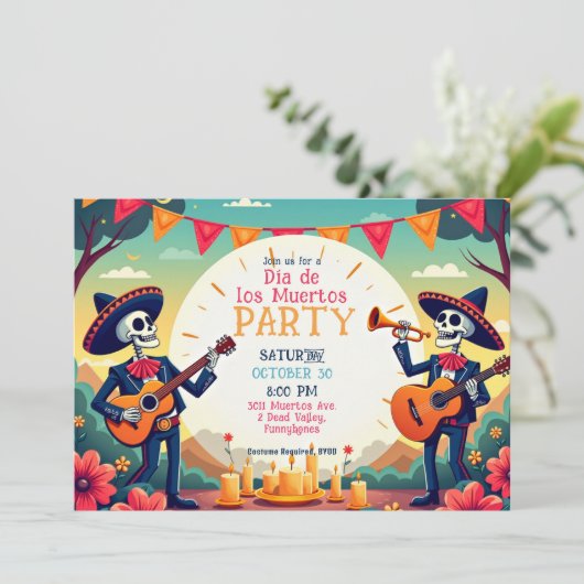 💀 Mariachi Mischief Einladung (Stehend Vorderseite)