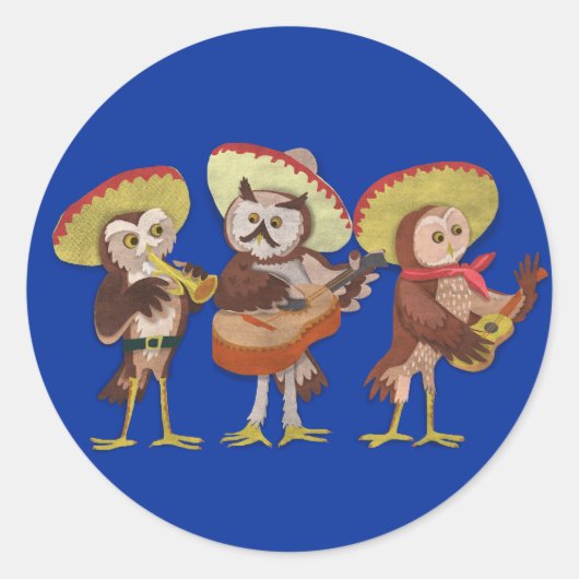 Mariachi Owl Band Runder Aufkleber (Vorderseite)